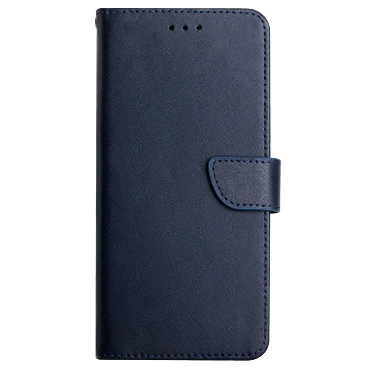 Scratch-proof Nappa Texture Genuine Leather Wallet Stand Protective Phone Case for Motorola Moto G60S - Blue