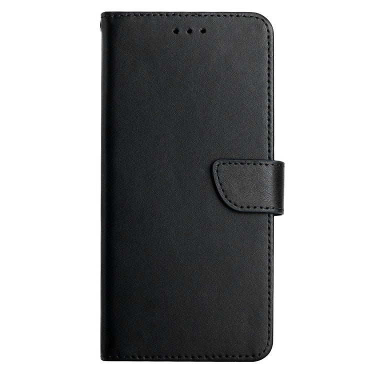 Nappa Texture Mobile Phone Shell Genuine Leather Wallet Stand Protective Case for Motorola Moto E20/E30/E40 - Black