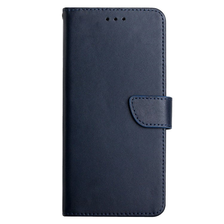 Nappa Texture Mobile Phone Shell Genuine Leather Wallet Stand Protective Case for Motorola Moto E20/E30/E40 - Blue
