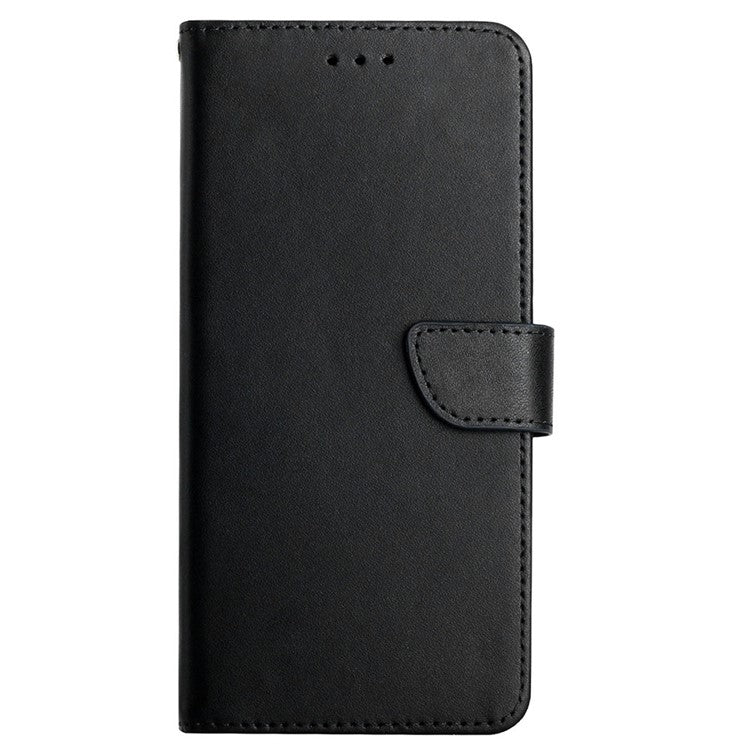 Lightweight Wallet Genuine Leather Nappa Texture Multifunction Supporting Stand Full Body Protective Phone Case for Motorola Moto E7 Power / E7i Power - Black