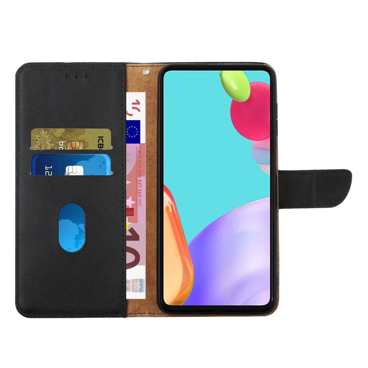 Anti-scratch Flip Phone Cover Genuine Leather TPU Nappa Texture Full Body Protective Phone Case for Motorola Moto G60 / G40 Fusion - Black