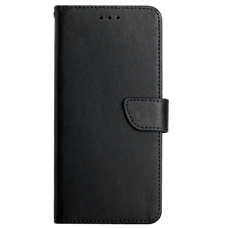 Anti-scratch Flip Phone Cover Genuine Leather TPU Nappa Texture Full Body Protective Phone Case for Motorola Moto G60 / G40 Fusion - Black