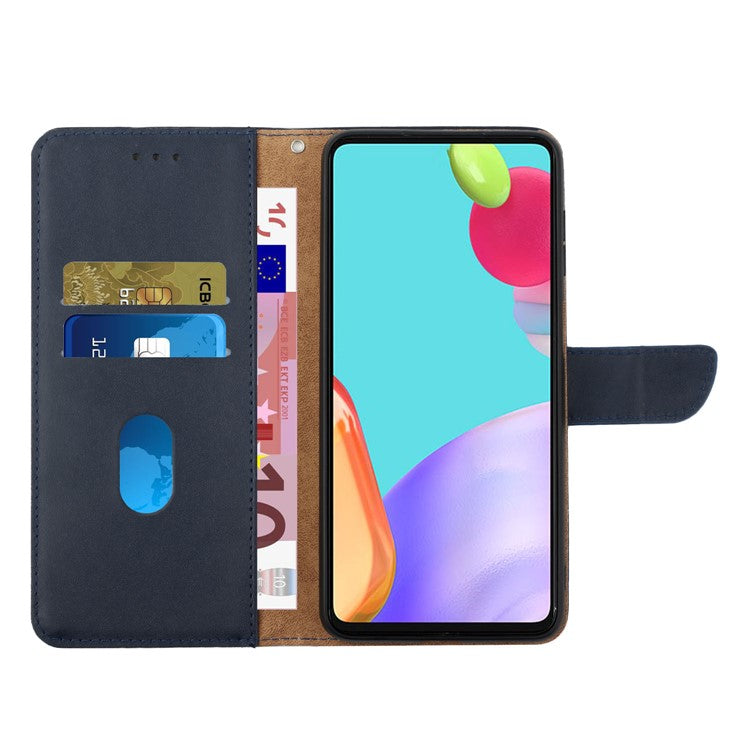 Anti-scratch Flip Phone Cover Genuine Leather TPU Nappa Texture Full Body Protective Phone Case for Motorola Moto G60 / G40 Fusion - Blue