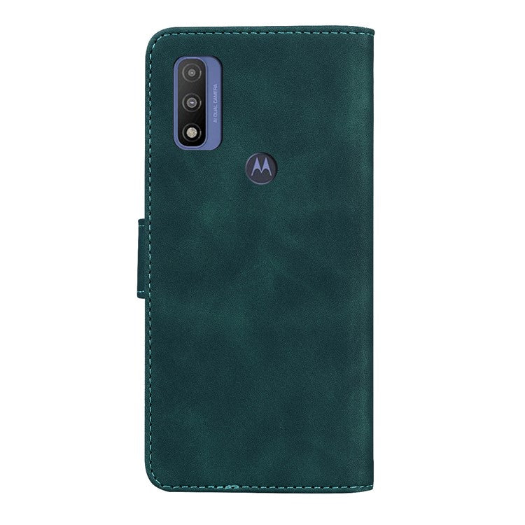 Adjustable Stand Butterfly Printing Skin-touch Leather Wallet Case Phone Cover for Motorola Moto E40/E30/E20 - Green