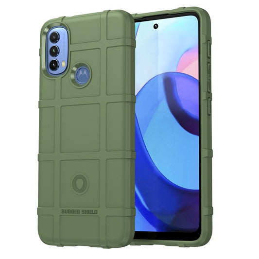 Rugged Square Grid Design Thickened TPU Cushion Shockproof Phone Case for Motorola Moto E20 / E30 / E40 - Green