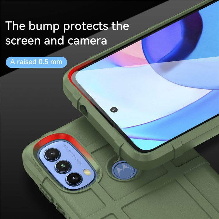 Rugged Square Grid Design Thickened TPU Cushion Shockproof Phone Case for Motorola Moto E20 / E30 / E40 - Green