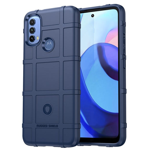 Rugged Square Grid Design Thickened TPU Cushion Shockproof Phone Case for Motorola Moto E20 / E30 / E40 - Blue