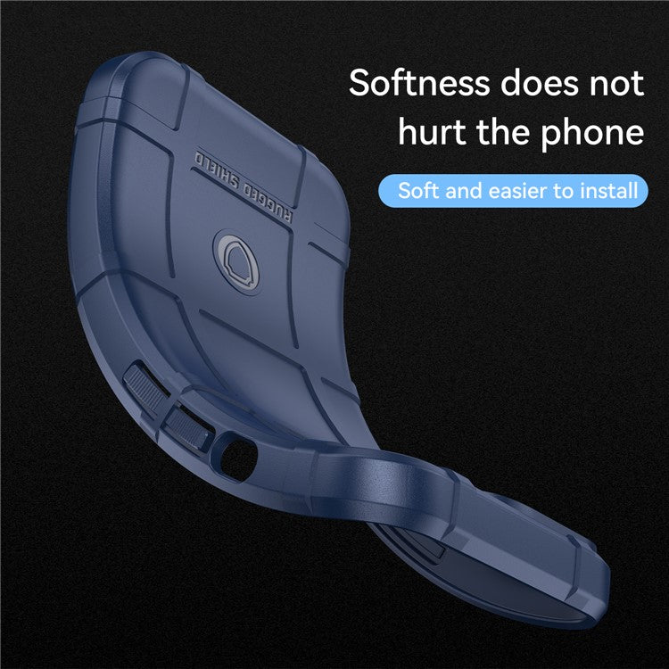 Rugged Square Grid Design Thickened TPU Cushion Shockproof Phone Case for Motorola Moto E20 / E30 / E40 - Blue