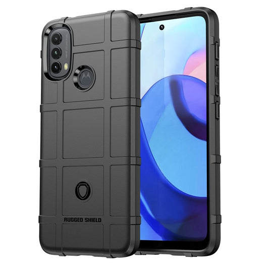 Rugged Square Grid Design Thickened TPU Cushion Shockproof Phone Case for Motorola Moto E20 / E30 / E40 - Black