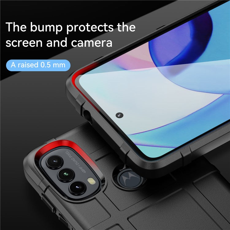 Rugged Square Grid Design Thickened TPU Cushion Shockproof Phone Case for Motorola Moto E20 / E30 / E40 - Black