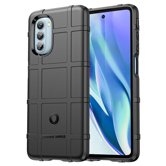 Rugged Square Grid Design Drop Protection Thickened TPU Protective Phone Cover for Motorola Moto G51 - Black