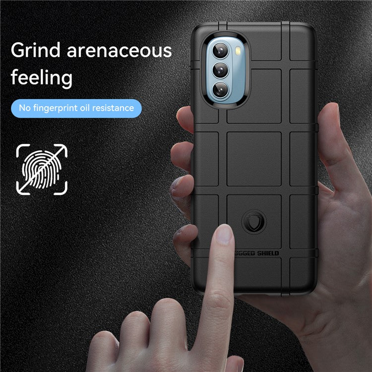 Rugged Square Grid Design Drop Protection Thickened TPU Protective Phone Cover for Motorola Moto G51 - Black