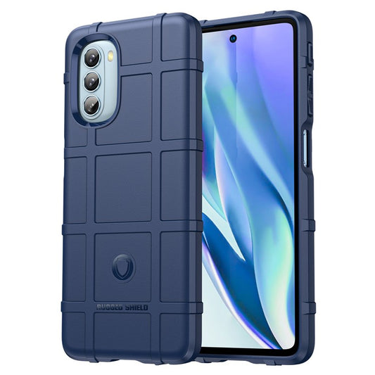 Rugged Square Grid Design Drop Protection Thickened TPU Protective Phone Cover for Motorola Moto G51 - Blue