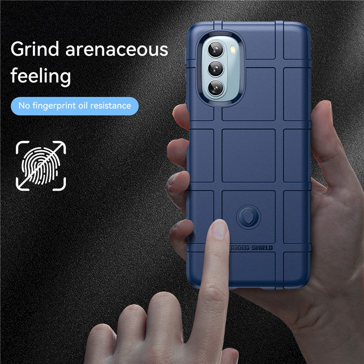 Rugged Square Grid Design Drop Protection Thickened TPU Protective Phone Cover for Motorola Moto G51 - Blue