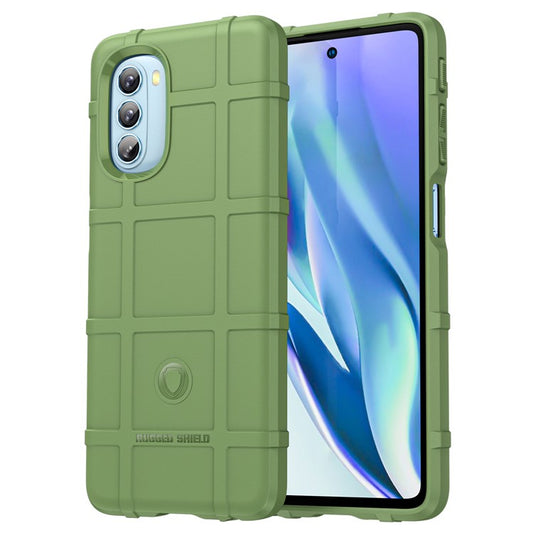 Rugged Square Grid Design Drop Protection Thickened TPU Protective Phone Cover for Motorola Moto G51 - Green
