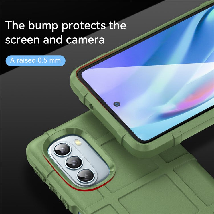 Rugged Square Grid Design Drop Protection Thickened TPU Protective Phone Cover for Motorola Moto G51 - Green