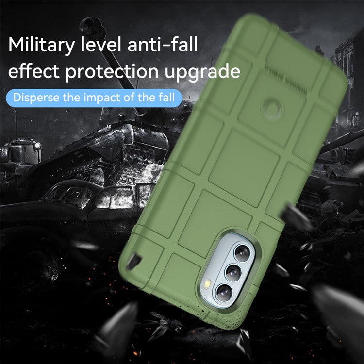 Rugged Square Grid Design Drop Protection Thickened TPU Protective Phone Cover for Motorola Moto G51 - Green