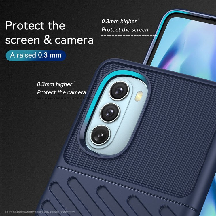 Thunder Series Twill Texture Thickened Flexible TPU Sturdy Protective Phone Case Cover for Motorola Moto G51 - Blue
