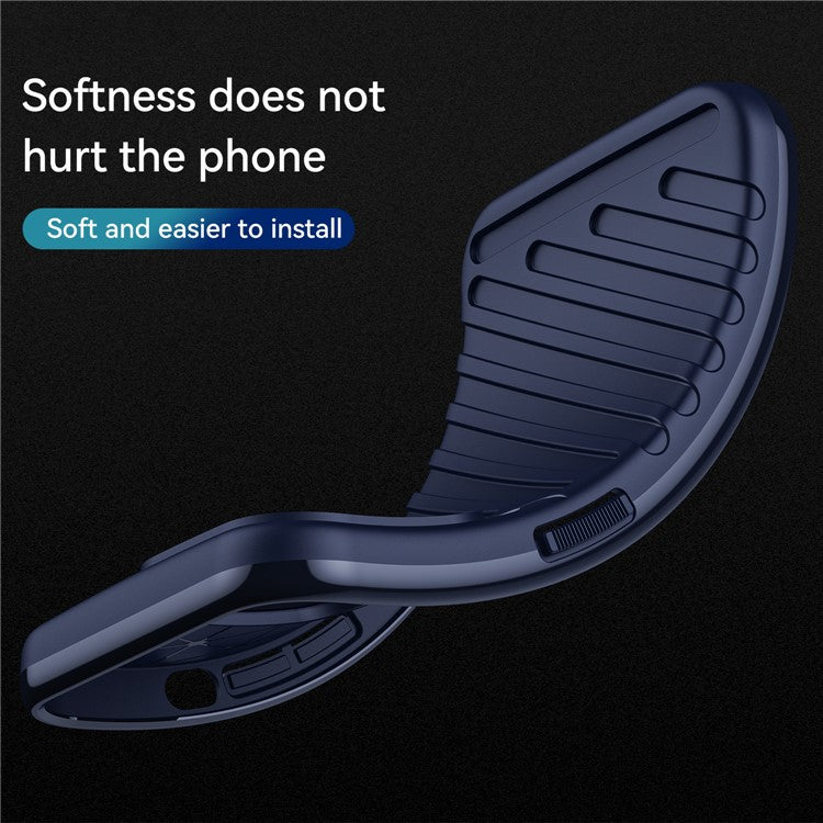 Thunder Series Twill Texture Thickened Flexible TPU Sturdy Protective Phone Case Cover for Motorola Moto G51 - Blue