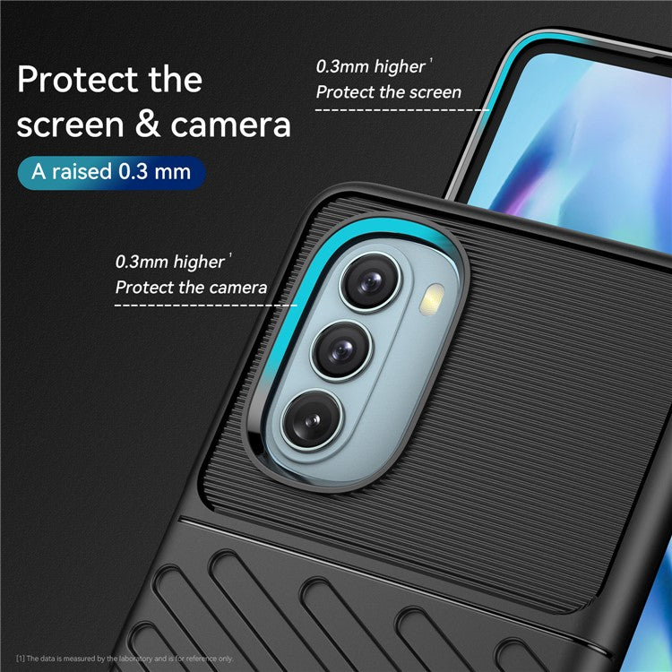 Thunder Series Twill Texture Thickened Flexible TPU Sturdy Protective Phone Case Cover for Motorola Moto G51 - Black