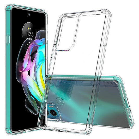 Shockproof Slim Hard Acrylic + Soft TPU Edges Protective Clear Phone Case for Motorola Edge 20 - Transparent