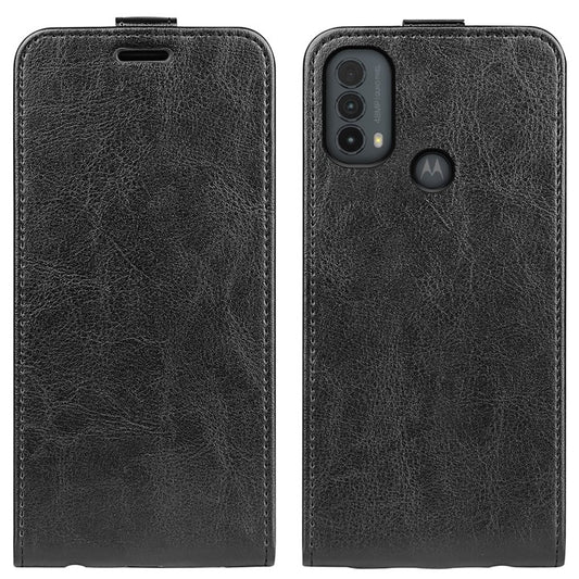 Crazy Horse Texture PU Leather Card Slot Vertical Flip Case with Card Slot wih Magnetic Double Clasp for Motorola Moto E30 / Moto E40 - Black