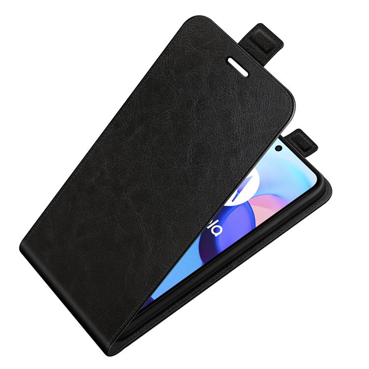 Crazy Horse Texture PU Leather Card Slot Vertical Flip Case with Card Slot wih Magnetic Double Clasp for Motorola Moto E30 / Moto E40 - Black