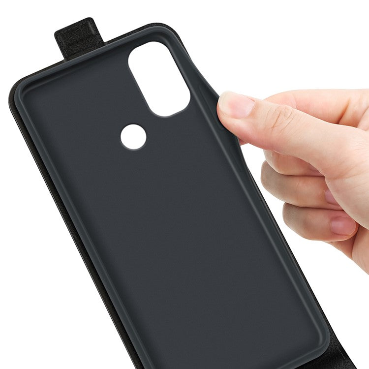 Crazy Horse Texture PU Leather Card Slot Vertical Flip Case with Card Slot wih Magnetic Double Clasp for Motorola Moto E30 / Moto E40 - Black
