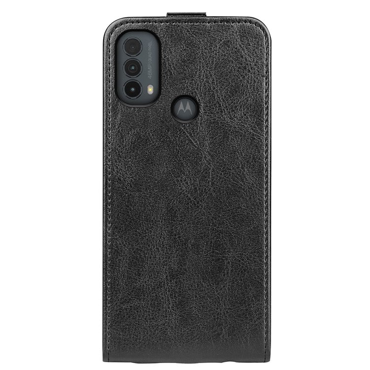 Crazy Horse Texture PU Leather Card Slot Vertical Flip Case with Card Slot wih Magnetic Double Clasp for Motorola Moto E30 / Moto E40 - Black