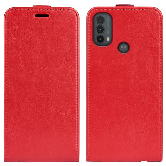 Crazy Horse Texture PU Leather Card Slot Vertical Flip Case with Card Slot wih Magnetic Double Clasp for Motorola Moto E30 / Moto E40 - Red