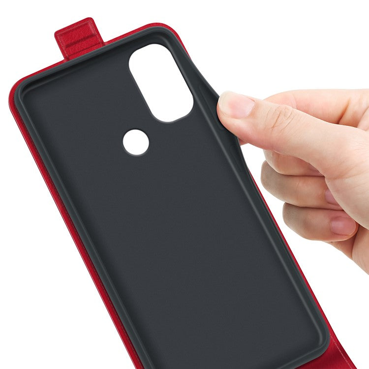 Crazy Horse Texture PU Leather Card Slot Vertical Flip Case with Card Slot wih Magnetic Double Clasp for Motorola Moto E30 / Moto E40 - Red