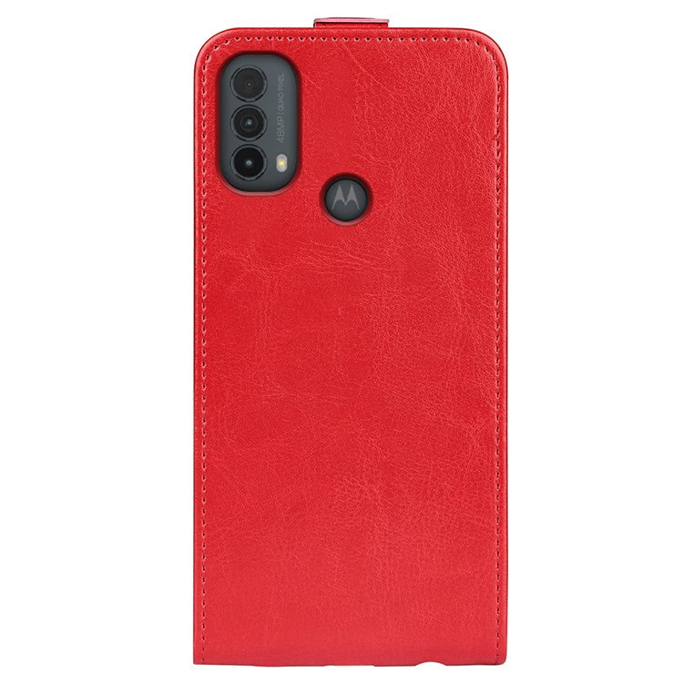 Crazy Horse Texture PU Leather Card Slot Vertical Flip Case with Card Slot wih Magnetic Double Clasp for Motorola Moto E30 / Moto E40 - Red