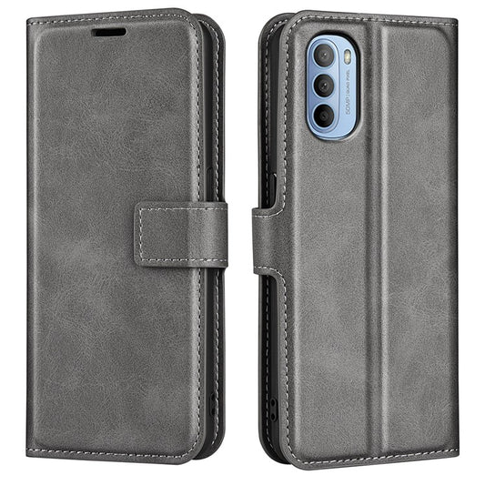 PU Leather + TPU Phone Case Foldable Stand Folio Flip Scratch-resistant Cover for Motorola Moto G31 4G/G41 4G - Grey