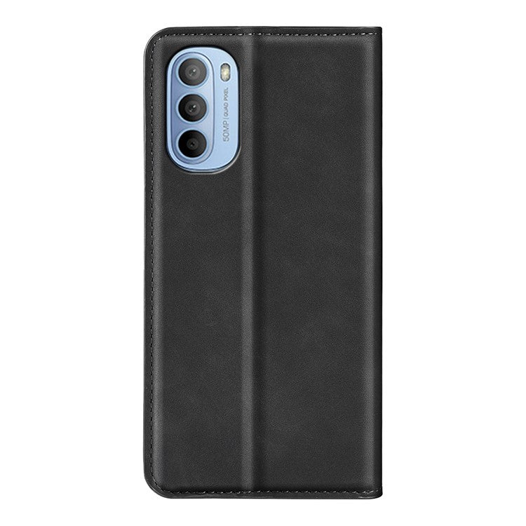 Auto-absorbed Closure Drop-resistant Inner Soft TPU+PU Leather Wallet Case Supporting Stand Phone Cover for Motorola Moto G31 4G/G41 4G - Black
