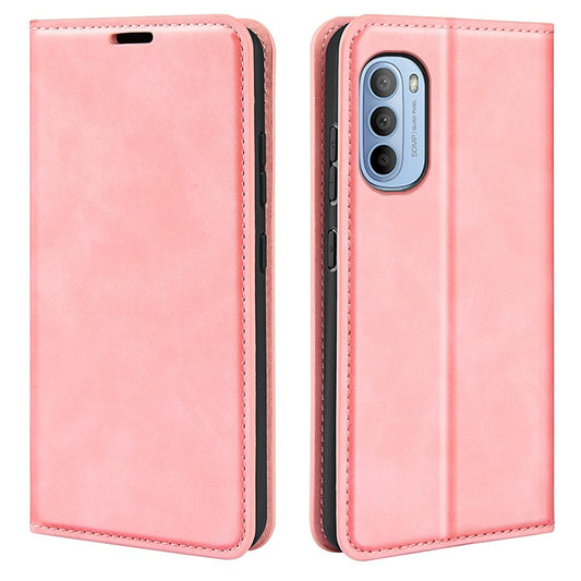 Auto-absorbed Closure Drop-resistant Inner Soft TPU+PU Leather Wallet Case Supporting Stand Phone Cover for Motorola Moto G31 4G/G41 4G - Pink