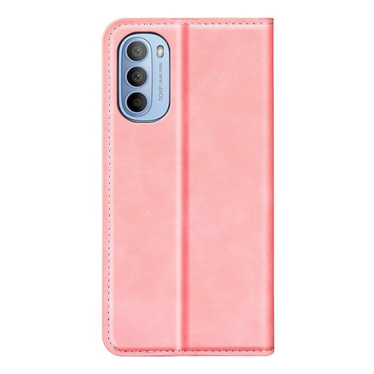 Auto-absorbed Closure Drop-resistant Inner Soft TPU+PU Leather Wallet Case Supporting Stand Phone Cover for Motorola Moto G31 4G/G41 4G - Pink