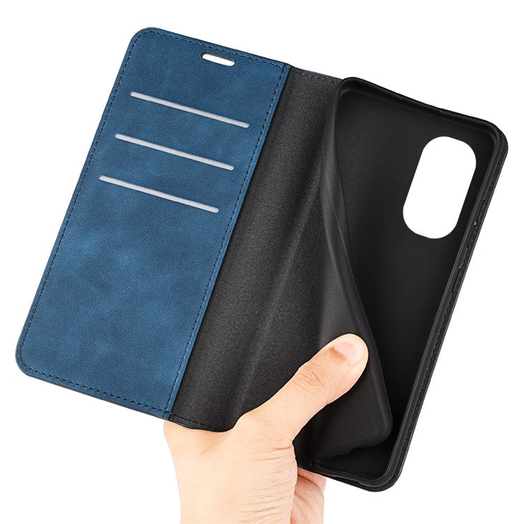 Auto-absorbed Closure Drop-resistant Inner Soft TPU+PU Leather Wallet Case Supporting Stand Phone Cover for Motorola Moto G31 4G/G41 4G - Blue