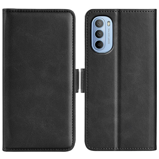 Side Magnetic Double Clasps PU Leather+TPU Case Anti-drop Anti-scratch Phone Cover for Motorola Moto G31 4G/G41 4G - Black