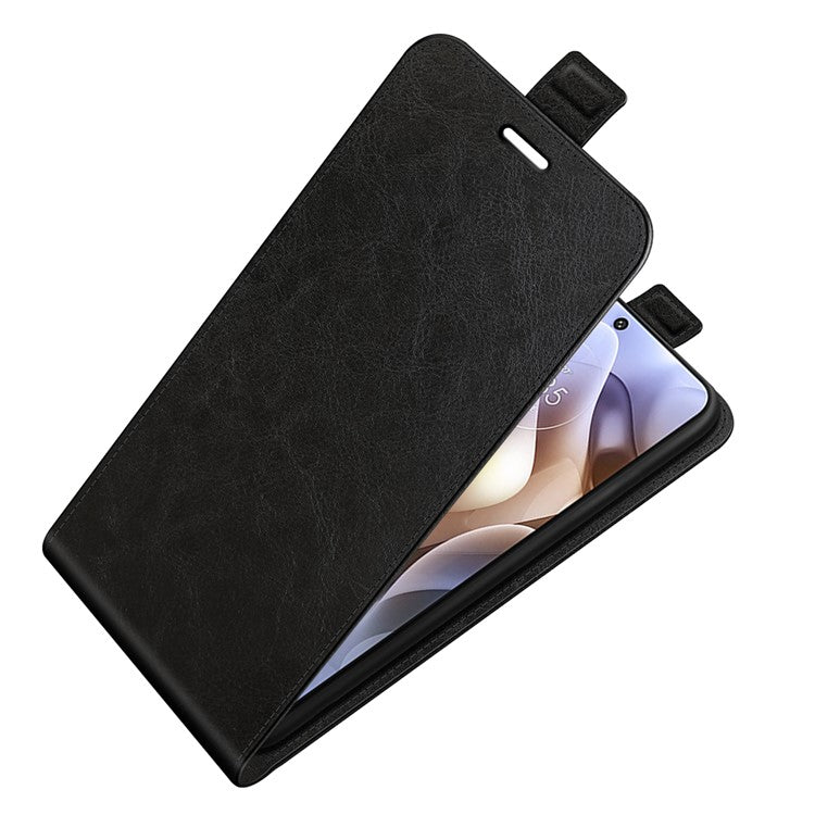Crazy Horse Texture Full Protection Drop-proof Vertical Flip Leather Cover Phone Shell with Card Slot for Motorola Moto G31 4G/G41 4G - Black