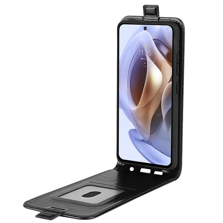 Crazy Horse Texture Full Protection Drop-proof Vertical Flip Leather Cover Phone Shell with Card Slot for Motorola Moto G31 4G/G41 4G - Black