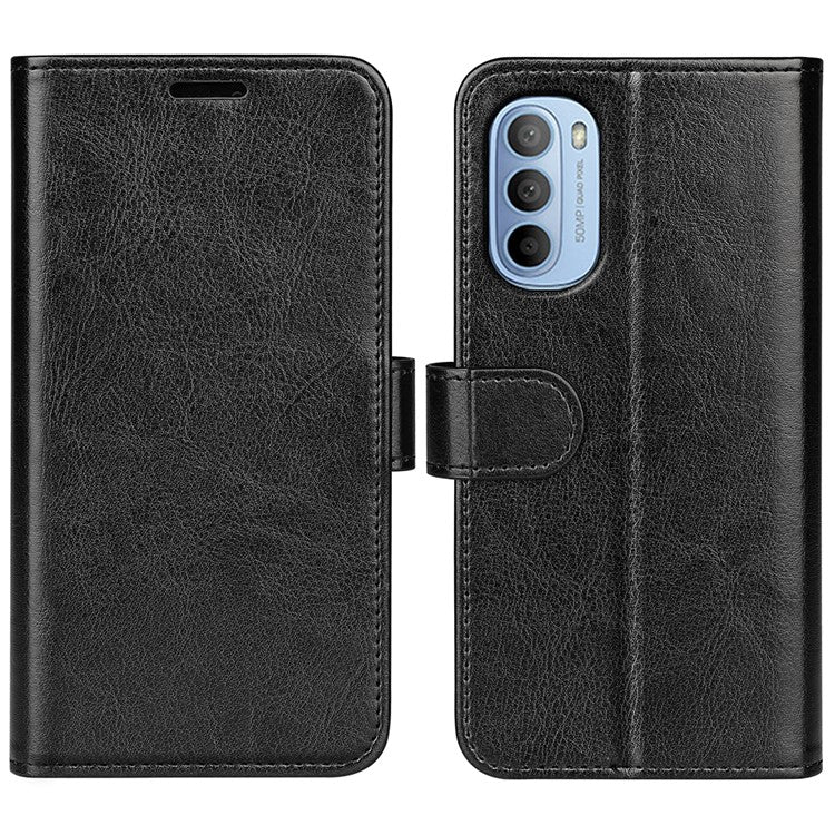 Scratch-resistant Drop-proof Crazy Horse Texture PU Leather + TPU Stand Wallet Flip Phone Case for Motorola G31 4G/G41 4G - Black