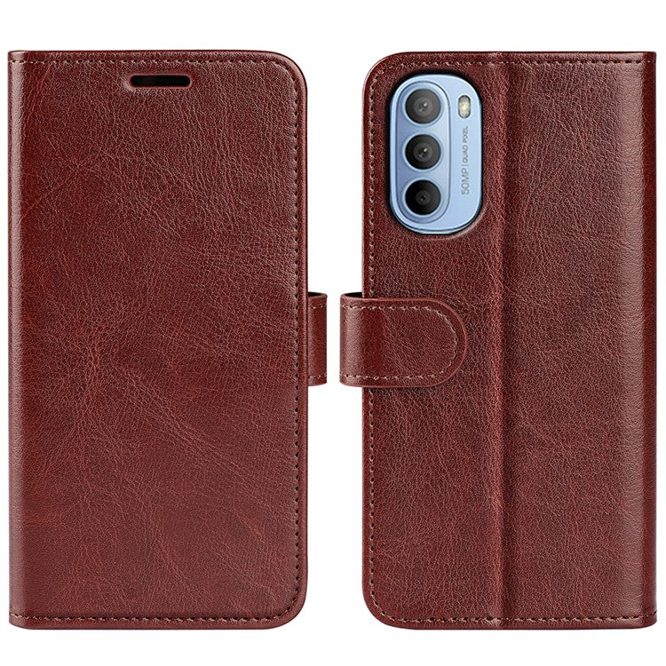Scratch-resistant Drop-proof Crazy Horse Texture PU Leather + TPU Stand Wallet Flip Phone Case for Motorola G31 4G/G41 4G - Brown