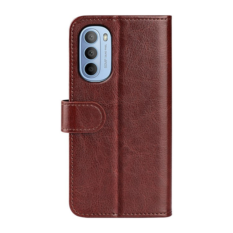 Scratch-resistant Drop-proof Crazy Horse Texture PU Leather + TPU Stand Wallet Flip Phone Case for Motorola G31 4G/G41 4G - Brown