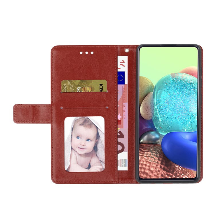Stylish Mobile Phone Cover Y-shaped Lines Imprinted Handy Strap Magnetic PU Leather Stand Wallet Case for Motorola Moto G71 5G - Brown