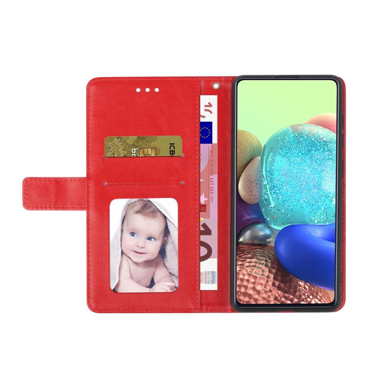Stylish Mobile Phone Cover Y-shaped Lines Imprinted Handy Strap Magnetic PU Leather Stand Wallet Case for Motorola Moto G71 5G - Red