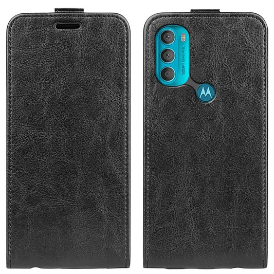 Crazy Horse Texture Full Protection Vertical Flip Leather Cover Phone Shell with Card Slot for Motorola Moto G71 5G - Black