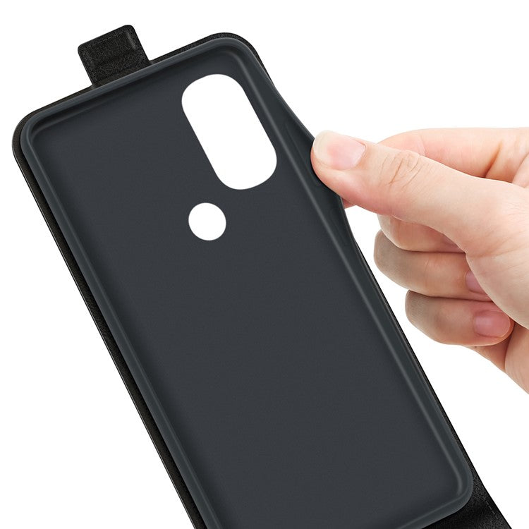 Crazy Horse Texture Full Protection Vertical Flip Leather Cover Phone Shell with Card Slot for Motorola Moto G71 5G - Black