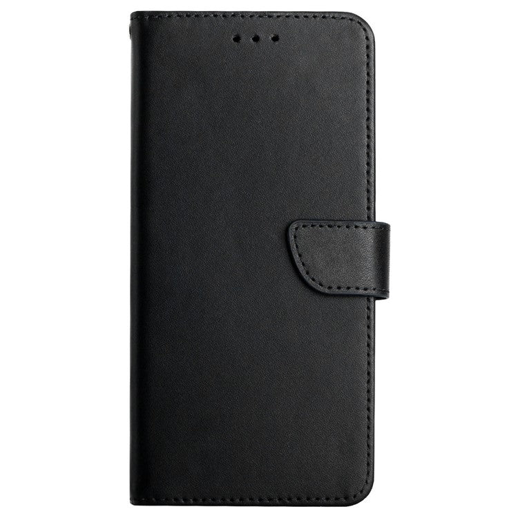 Folio Flip Solid Color Nappa Texture Genuine Leather Phone Case Viewing Stand Wallet Cover for Motorola Moto G51 5G - Black