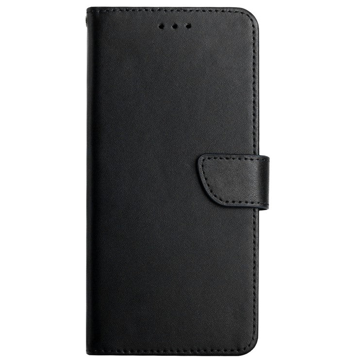 Folio Flip Mobile Phone Shell Nappa Texture Genuine Leather Phone Case Magnetic Closure Stand Wallet Cover for Motorola Moto G31 4G/G41 4G - Black