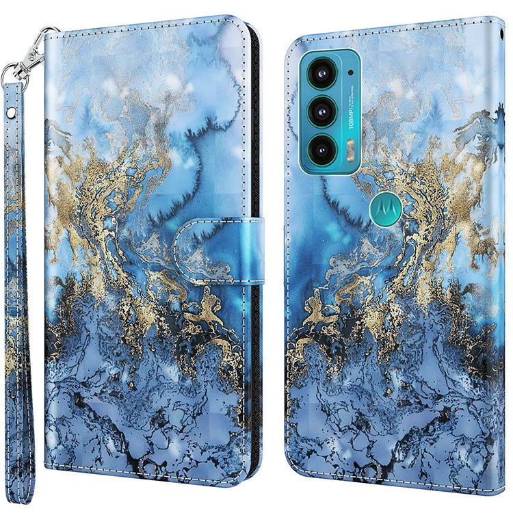 PU Leather Shockproof Phone Cover 3D Pattern Printing Stand Phone Case with Wallet Strap for Motorola Moto E20/E30/E40 - Bauhinia Valley